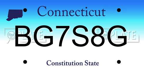 BG7S8G Connecticut License Plate