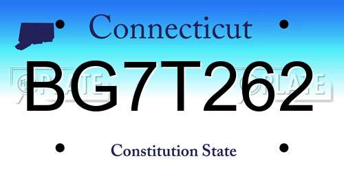 BG7T262 Connecticut License Plate