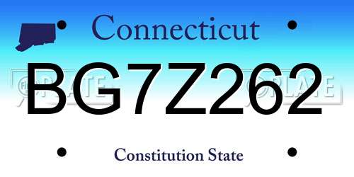 BG7Z262 Connecticut License Plate