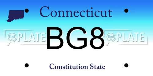 BG8 Connecticut License Plate