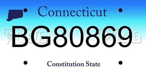 BG80869 Connecticut License Plate