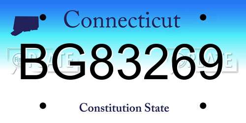 BG83269 Connecticut License Plate