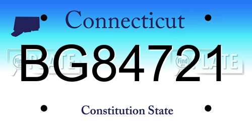 BG84721 Connecticut License Plate