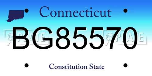 BG85570 Connecticut License Plate