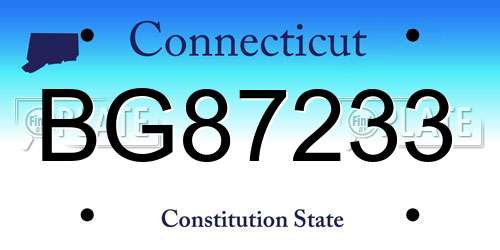 BG87233 Connecticut License Plate