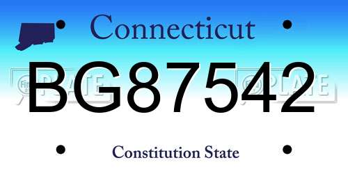 BG87542 Connecticut License Plate