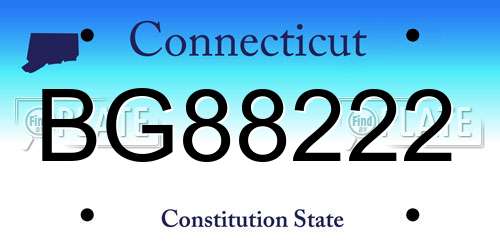 BG88222 Connecticut License Plate