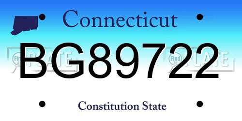 BG89722 Connecticut License Plate