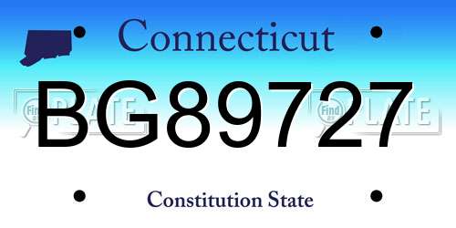 BG89727 Connecticut License Plate