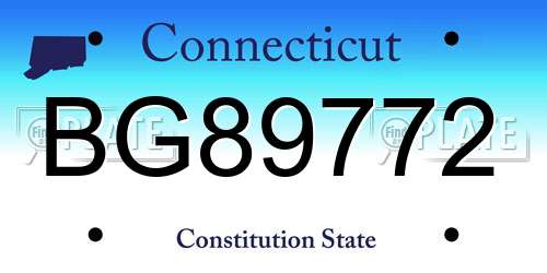 BG89772 Connecticut License Plate