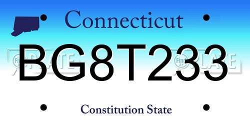 BG8T233 Connecticut License Plate