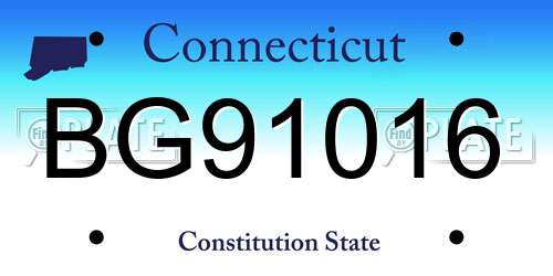 BG91016 Connecticut License Plate