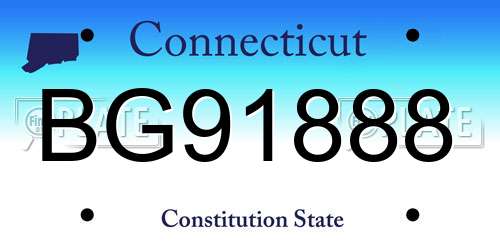 BG91888 Connecticut License Plate