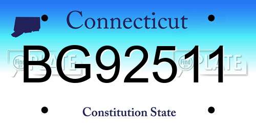 BG92511 Connecticut License Plate