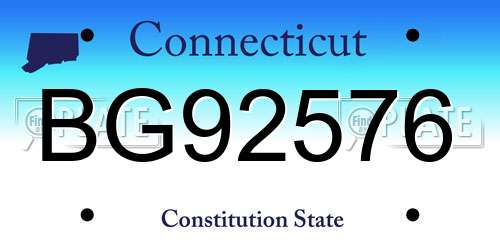 BG92576 Connecticut License Plate