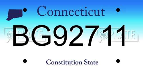 BG92711 Connecticut License Plate
