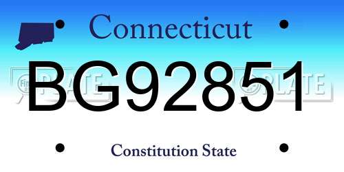 BG92851 Connecticut License Plate