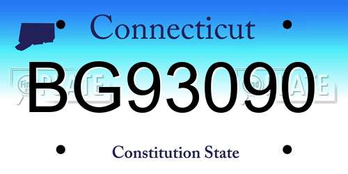 BG93090 Connecticut License Plate