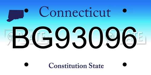 BG93096 Connecticut License Plate
