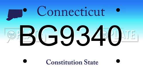 BG9340 Connecticut License Plate