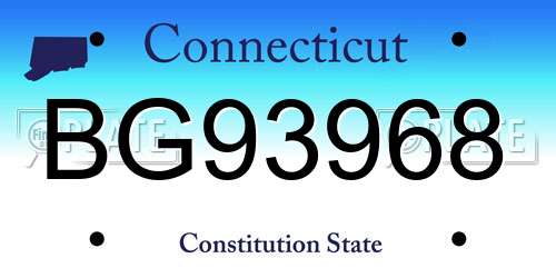 BG93968 Connecticut License Plate