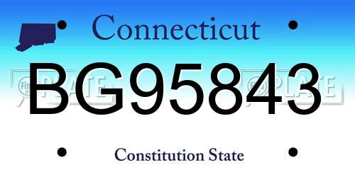 BG95843 Connecticut License Plate