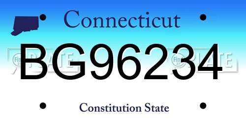 BG96234 Connecticut License Plate