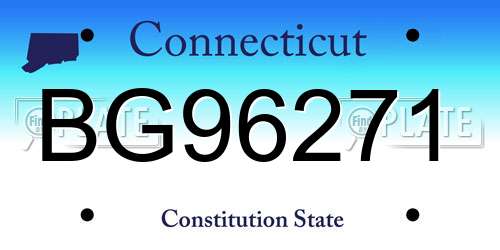 BG96271 Connecticut License Plate