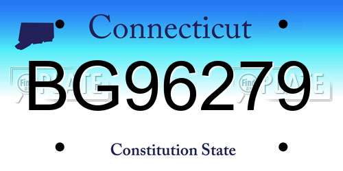 BG96279 Connecticut License Plate
