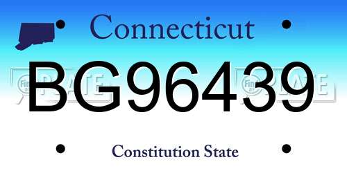 BG96439 Connecticut License Plate
