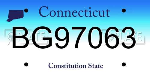 BG97063 Connecticut License Plate