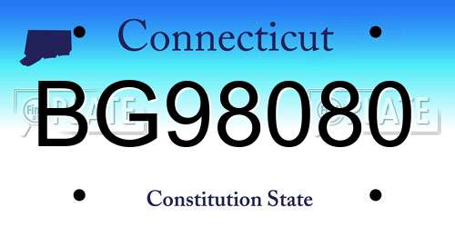 BG98080 Connecticut License Plate