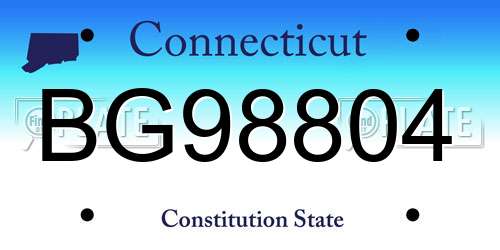 BG98804 Connecticut License Plate