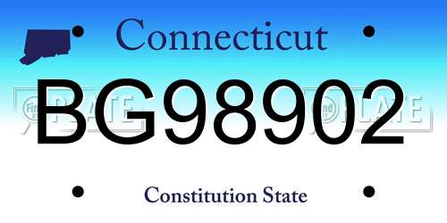 BG98902 Connecticut License Plate