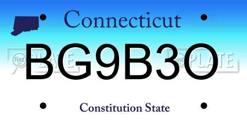 BG9B3O Connecticut License Plate