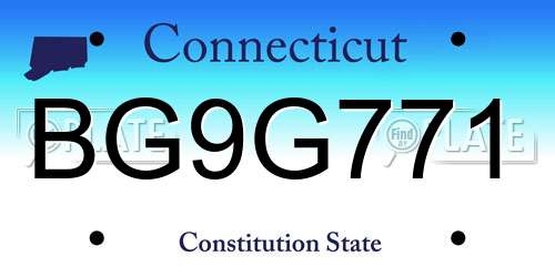 BG9G771 Connecticut License Plate