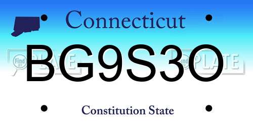 BG9S3O Connecticut License Plate
