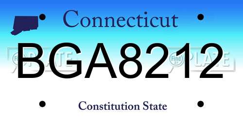 BGA8212 Connecticut License Plate