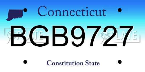 BGB9727 Connecticut License Plate