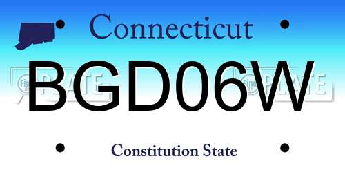 BGD06W Connecticut License Plate
