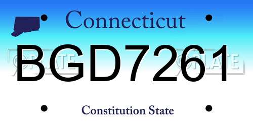 BGD7261 Connecticut License Plate