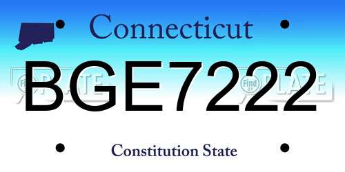 BGE7222 Connecticut License Plate