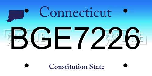 BGE7226 Connecticut License Plate