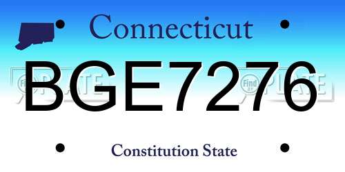 BGE7276 Connecticut License Plate