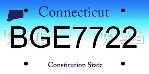BGE7722 Connecticut License Plate