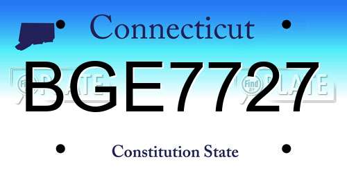 BGE7727 Connecticut License Plate