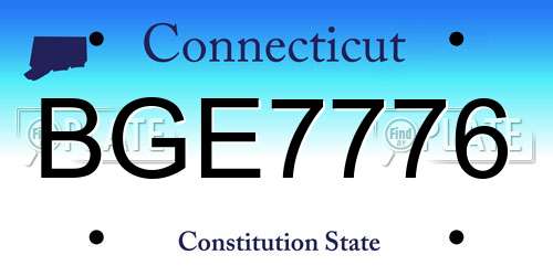 BGE7776 Connecticut License Plate