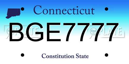 BGE7777 Connecticut License Plate