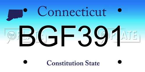 BGF391 Connecticut License Plate