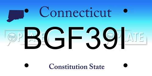 BGF39I Connecticut License Plate